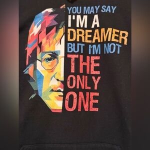 BLACK HOODIE with John Lennon unique Abstract Multicolor graphic. DREAMER XL $40